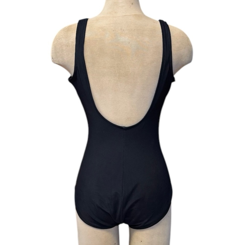 Slimsuit Vintage Swimsuit Floral One Piece Gold Button USA 12 14 - Picture 3 of 7